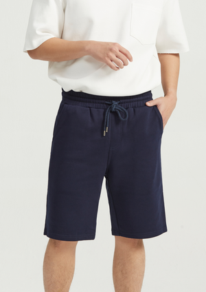 Eliot Malaysia Shorts Premium French Terry Local Oversized Oversize Fit Elastic Clothing Apparel Navy Blue